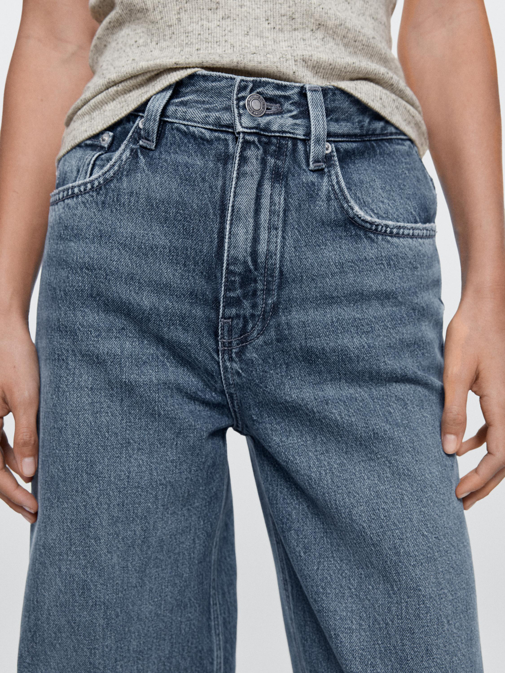 Massimo Dutti Джинсы с широкими штанинами, средне-синий