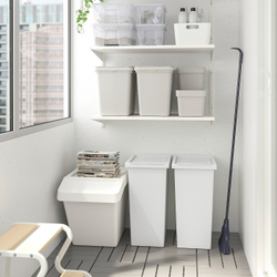 IKEA FILUR  (ИКЕА ФИЛУР)  -  Пластиковая корзина с крышкой, белая, 42 л
