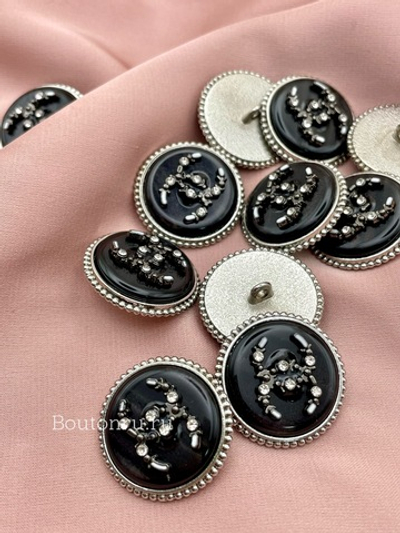Пуговицы Шан. Черные Перламутр Серебро (скидка
