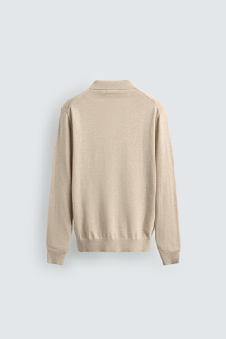 ZARA ТРИКОТАЖНОЕ ПОЛО КЛАССИЧЕСКОГО КРОЯ, ЭКРЮ