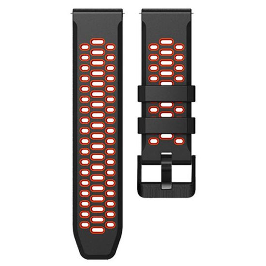 Ремешок двухцветный дышащий 24 мм для Suunto 9 Baro, Suunto 7, Suunto Spartan Sport силиконовый (Черный/красный)