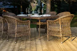 "Амароне" обеденная группа из искусственного ротанга на 6 персон, цвет коричневый