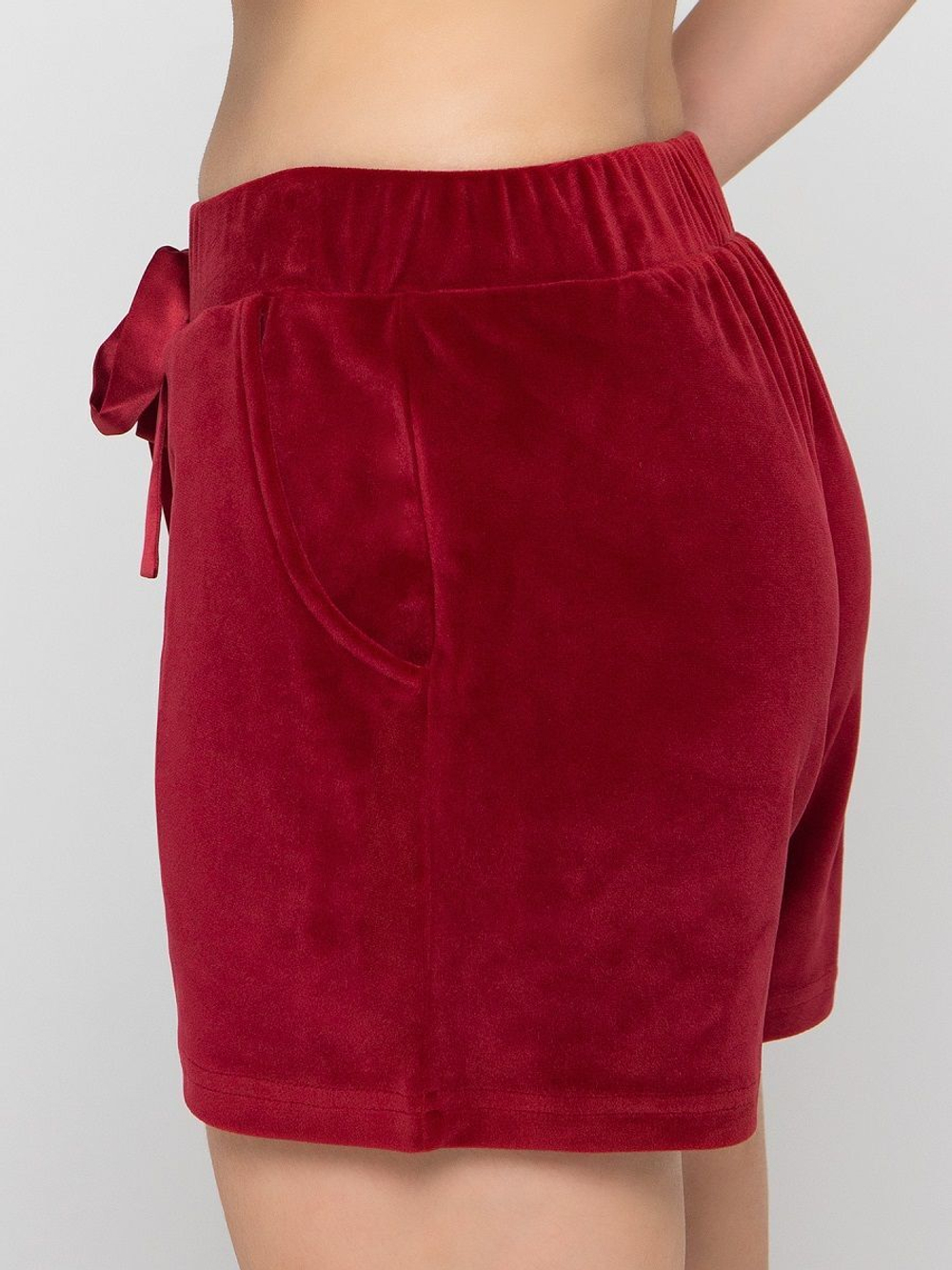 Женские шортики из трикотажного велюра (Размер: S) (Цвет: бордовый)