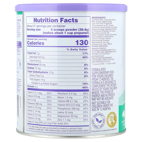 Aussie Bubs, 365 Day Grass Fed, пищевой порошок для малышей, от 12 до 36 месяцев, 567 г (20 унций)