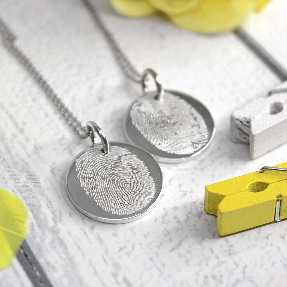 Парные серебряные кулоны подвески с отпечатками пальцев на заказ