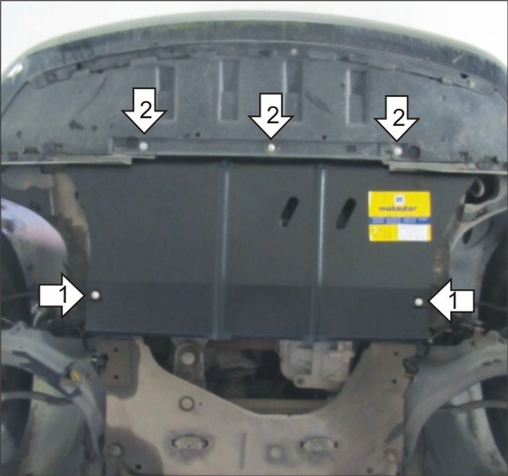 Защита картера двигателя, КПП. 2 мм, Сталь для Renault Scénic II 2006-2009, Motodor.71710