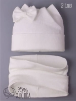 Шапка для девочки осенняя с ушками и снуд