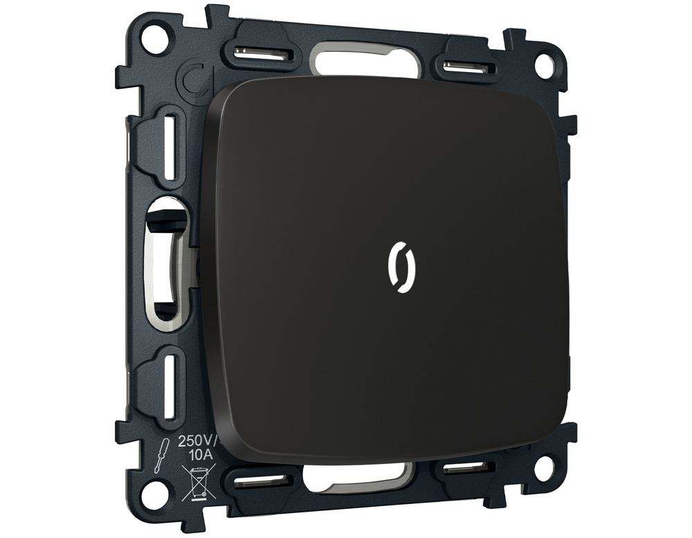 MO802035 Комплект механизма 1-кл проходного выключателя с подсветкой 5600K OMEGA Черный матовый QUANT (OP8020, VM105, G25W)