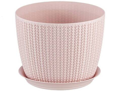 Кашпо Вязание 4,5л d210мм с поддоном, чайная роза