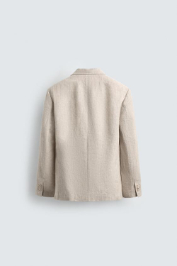 ZARA БЛЕЙЗЕР ИЗ 100% ЛЬНА, СВЕТЛО-БЕЖЕВЫЙ