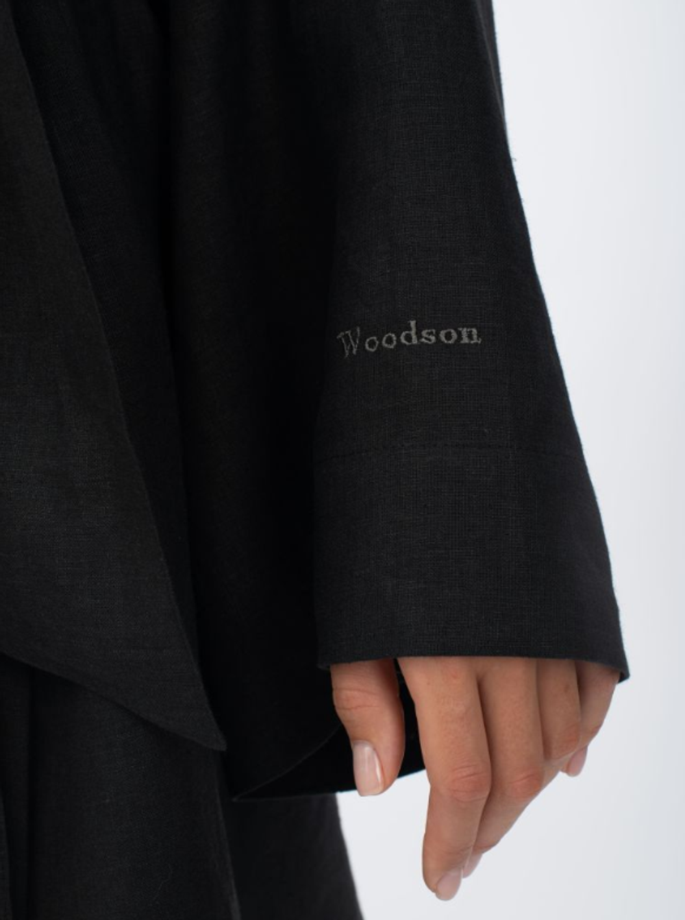 Халат кимоно женский Woodson, чёрный лён (40-52)