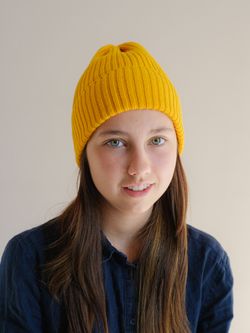 Шапка вязаная-резинка весенняя/осенняя КЭП(Горчица)