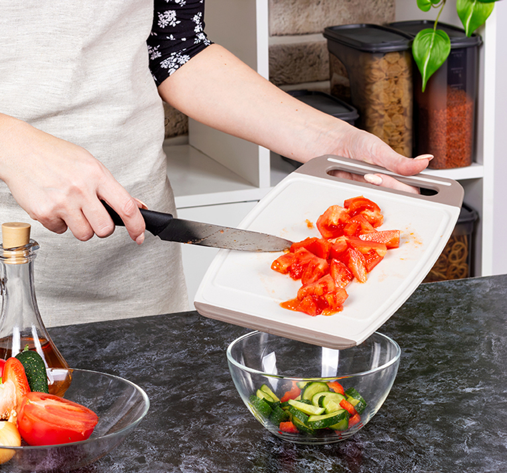 Доска разделочная ХЕВИ 300*200 мм антискользящие вставки, увеличенная толщина, желобки для отвода влаги М1565