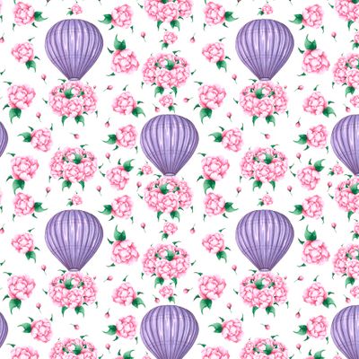 Воздушный шар с букетом розовых пионов