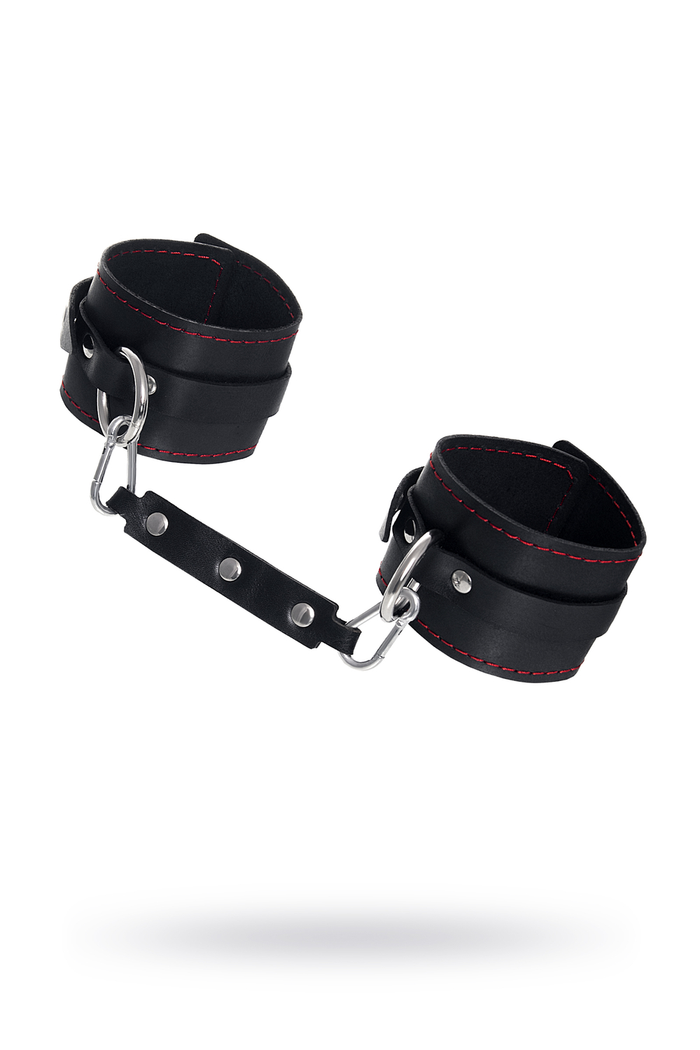 Оковы Pecado BDSM, однослоиные с контрастнои строчкои, натуральная кожа, черные