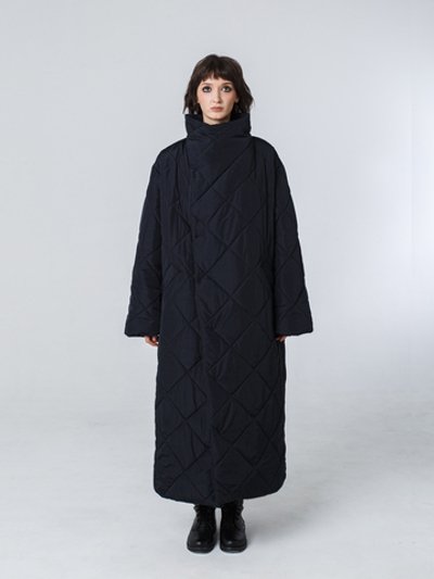 Пальто-одеяло унисекс с воротником "Кутанка". Черное