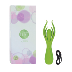 Зелёный вибромассажер с двойными лепестками L7