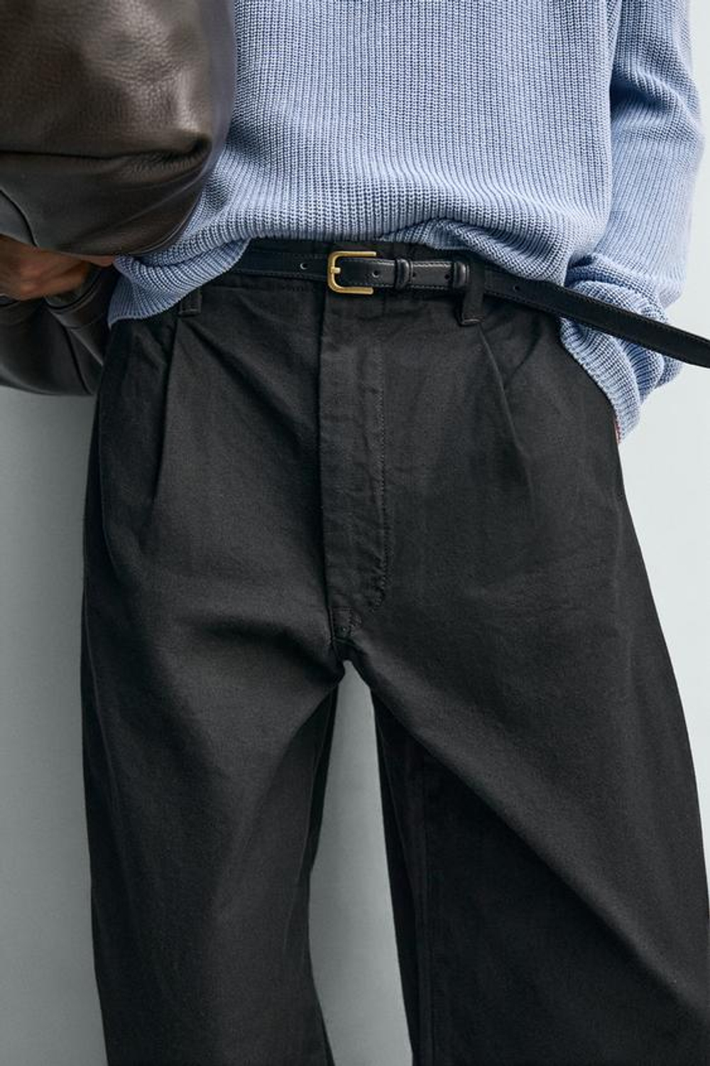 ZARA БРЮКИ WIDE FIT СО СКЛАДКАМИ, КОРИЧНЕВЫЙ