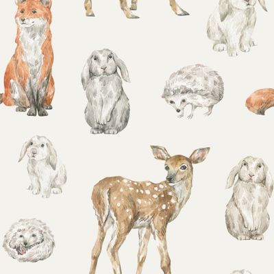 Лесные животные, олень, лиса, еж, кролик