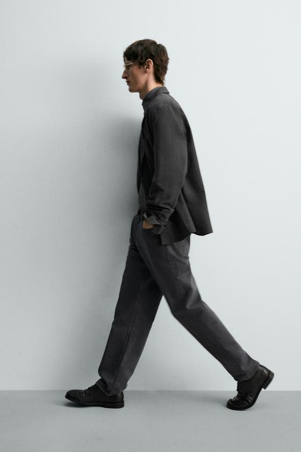 ZARA ДЖИНСЫ STRAIGHT FIT, СЕРО-СИНИЙ