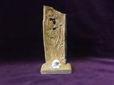 Экран "Ирисы". Резная кость, бивень мамонта, рог лося. Сувенир в интерьер.