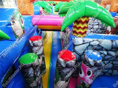 Надувной батут "В гостях у зебры" 7x7x6 м, с окошками на бортах