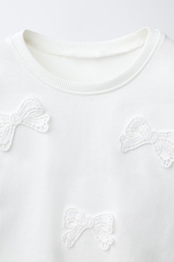 ZARA ФУТБОЛКА С БАНТАМИ КРЮЧКОМ, ЖЕЛТОВАТО-БЕЛЫЙ