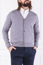 Хлопковый кардиган ff gg merino cardi Hackett London - серый(HM702068)