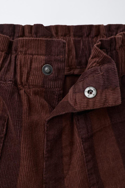 ZARA БРЮКИ В ПОЛОСКУ ИЗ ТОНКОГО ВЕЛЬВЕТА, КОРИЧНЕВЫЙ