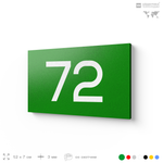 Табличка с номером 72 на дверь квартиры, для офиса, кабинета, аудитории, склада, зеленая 120х70 мм, Айдентика Технолоджи