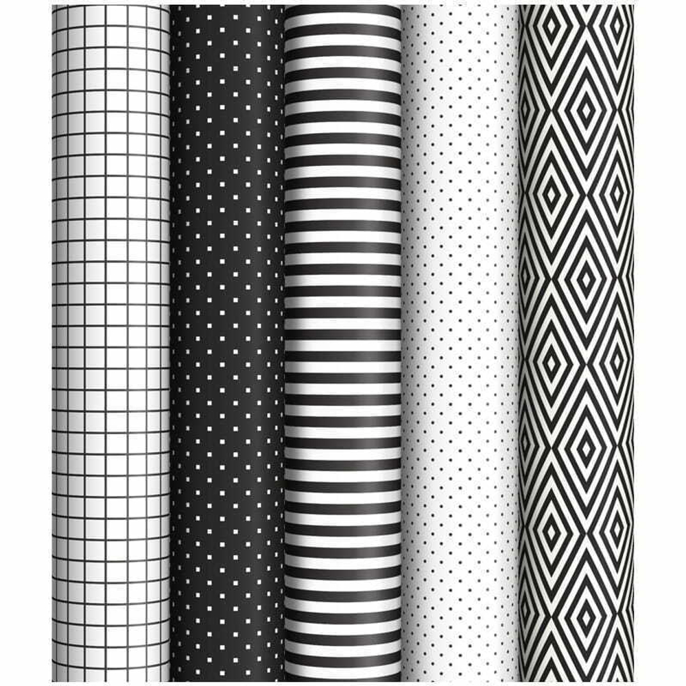 Упаковочная бумага глянц. 70*100см, ArtSpace "Black&White", 1 лист, 65г/м2, ассорти 5 дизайнов
