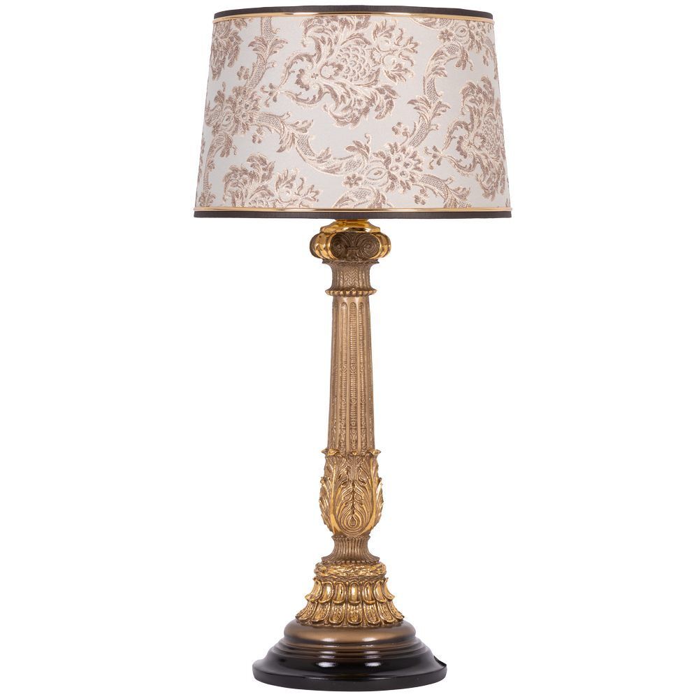 Настольная лампа Испанская Колонна Бронза с абажуром Тюссо Vatican (Ватикан) Латте