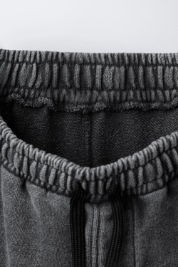 ZARA БРЮКИ ОВЕРСАЙЗ С ЭФФЕКТОМ ПОТЕРТОСТИ, ЧЕРНЫЙ