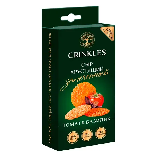 Кринклс Сыр хрустящий запеченный с томатом и базиликом 18 гр.