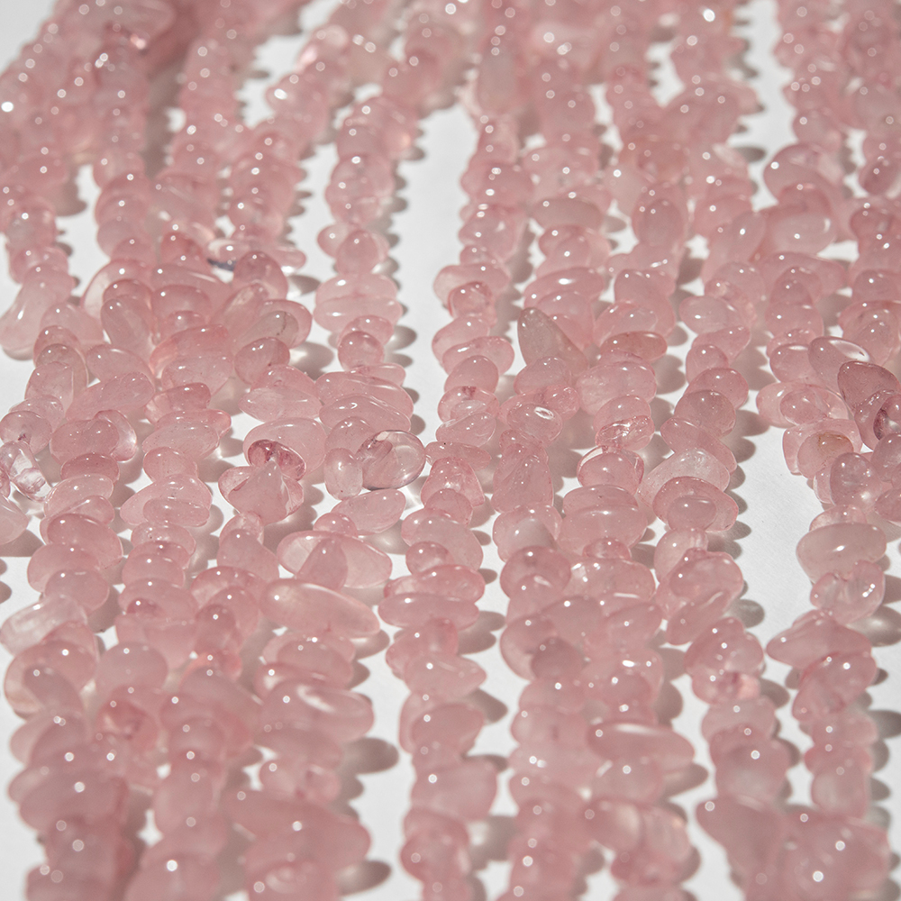 Розовый кварц натуральный, бусины фриформ, 4-10мм