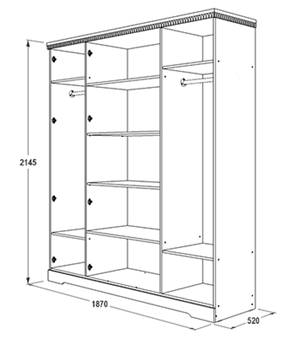 Шкаф четырехстворчатый "Ольга-12" (ясень анкор светлый), ЛДСП, Фант-мебель, г. Волжск