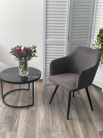 Стул М-City DISAUR Форт (Fort) поворотный на поворотный на 360 градусов, B28 темно-серый, Велюр, Черный каркас