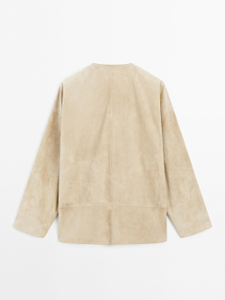 Massimo Dutti Блузка из плотной замши, каменно-серый