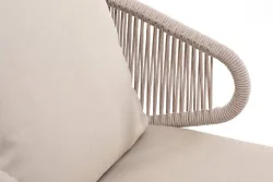"Милан" кресло плетеное из роупа, каркас алюминий белый муар, роуп бежевый круглый, ткань бежевая 035