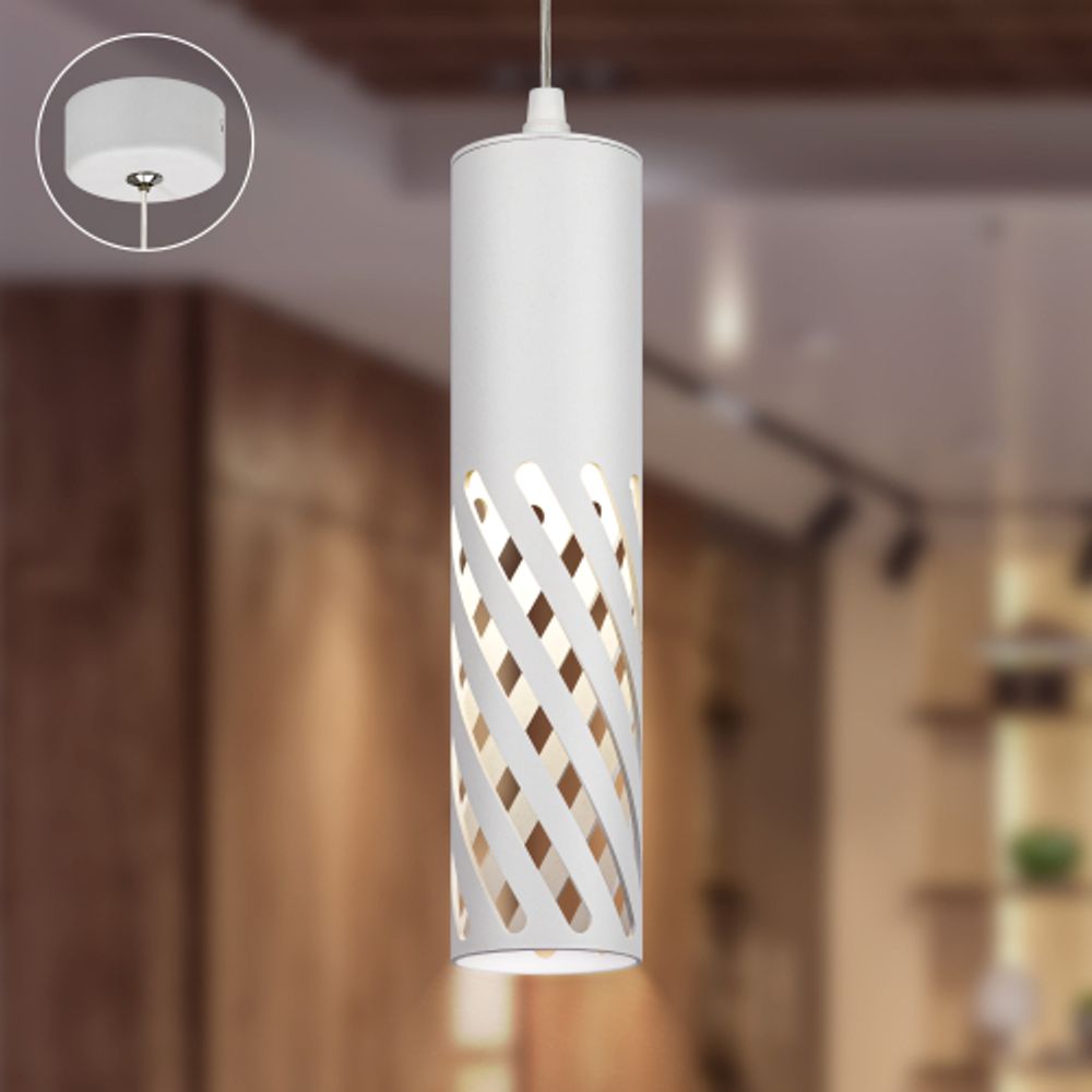 Светильник подвесной (подвес) ЭРА PL28 WH MR16 GU10 потолочный цилиндр белый | Подвесные светильники