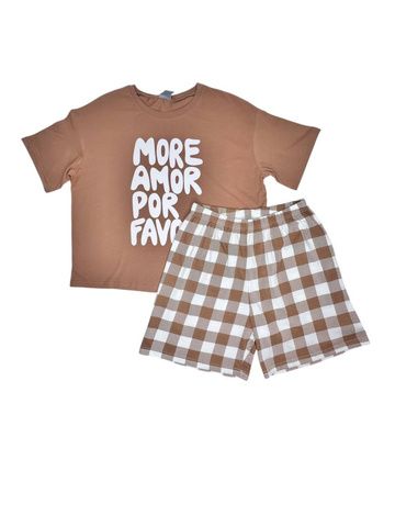 CWXW 50050-33K Пижама женская (футболка, шорты), Латте