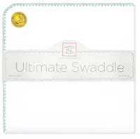 SwaddleDesigns SD-021SC Фланелевая пеленка для новорожденного - White with SeaCrystal Pastel Trim
