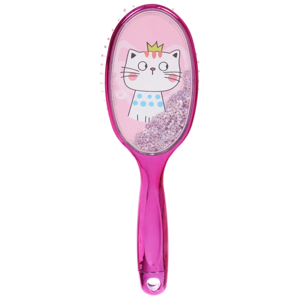 Расческа массажная зеркальная «Animals», милые котики, микс 4 цвета, 7*23.5 см (блистер Ultramarine)