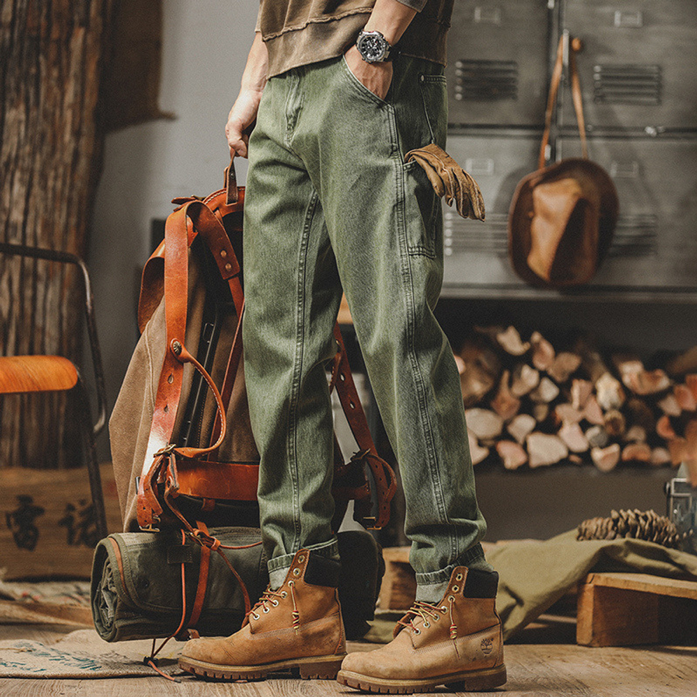 Мужские джинсы Jerryeno в американском ретро стиле, весна-осень,модная брендовая рабочая одежда, свободные повседневные брюки для мужчин