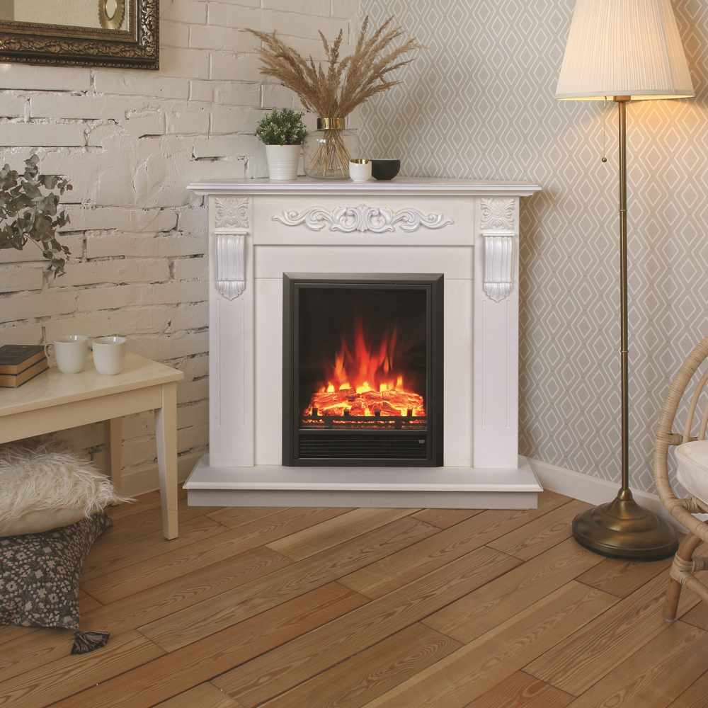 Каминокомплект Real Flame Dominica Corner WT с очагом Eugene (угловой)