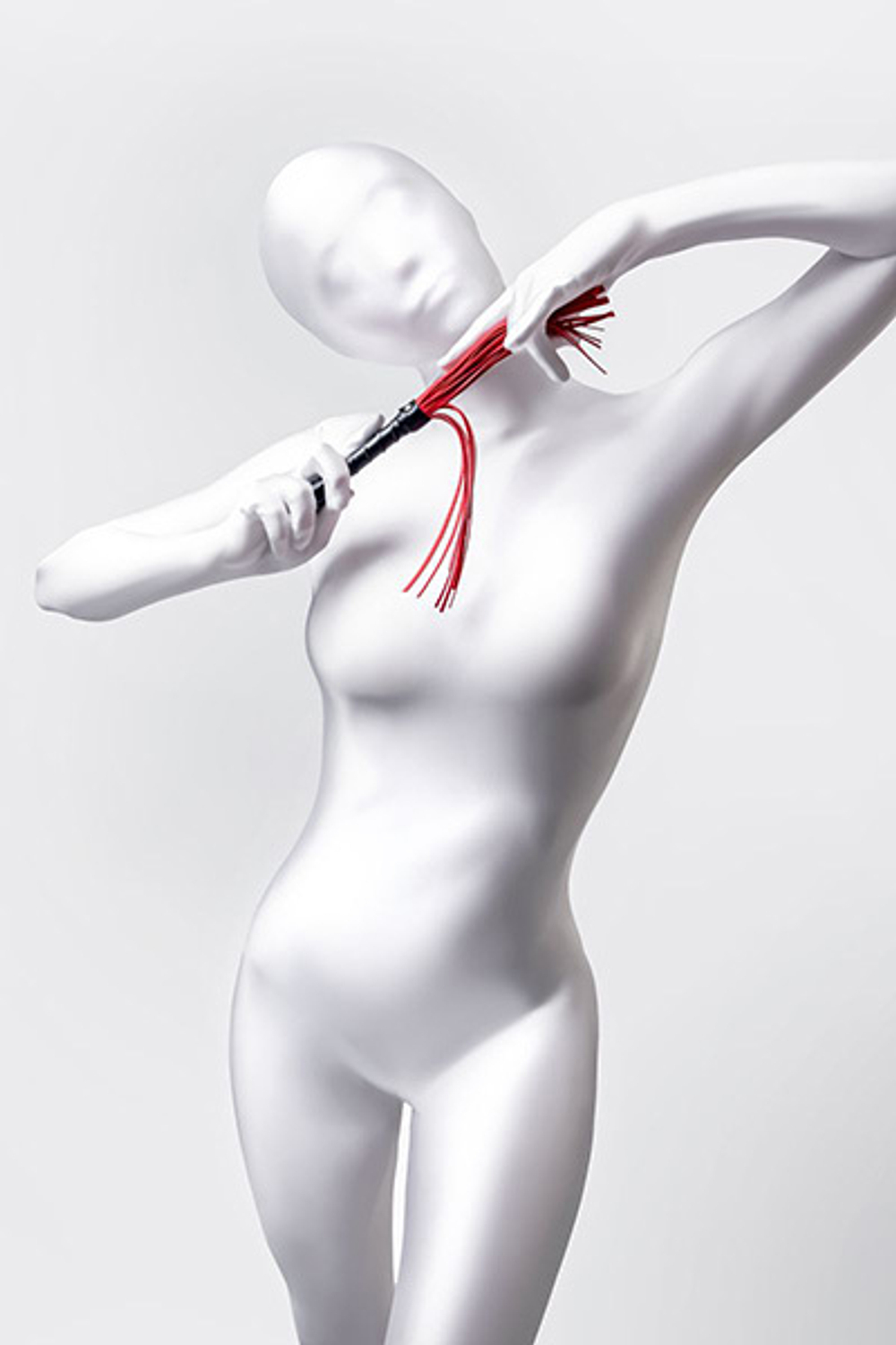 Красно-черный флоггер 28см ToyFa Anonymo Mini Flogger 310003