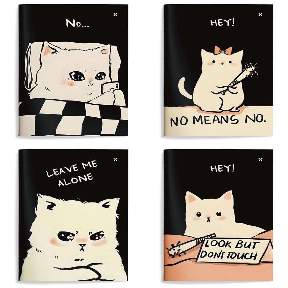 Записная книжка А6 32л. клет. "Mood cat" мягк. облистер дизайн, soft touch, двойная обложка (LOREX)