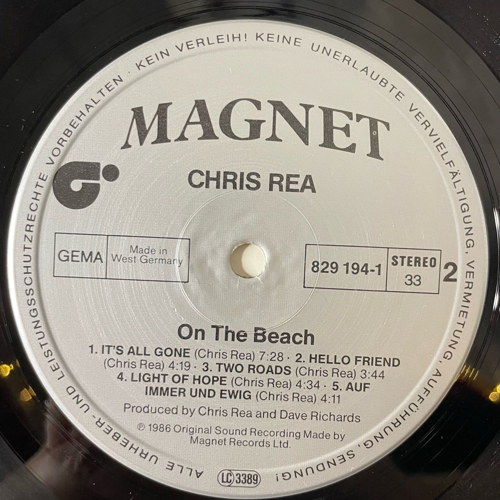 Винтажная виниловая пластинка LP Chris Rea On The Beach (Germany 1986) Lucky Day