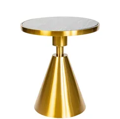 Журнальный столик Shine Ø50х55 см, золото, черный мрамор