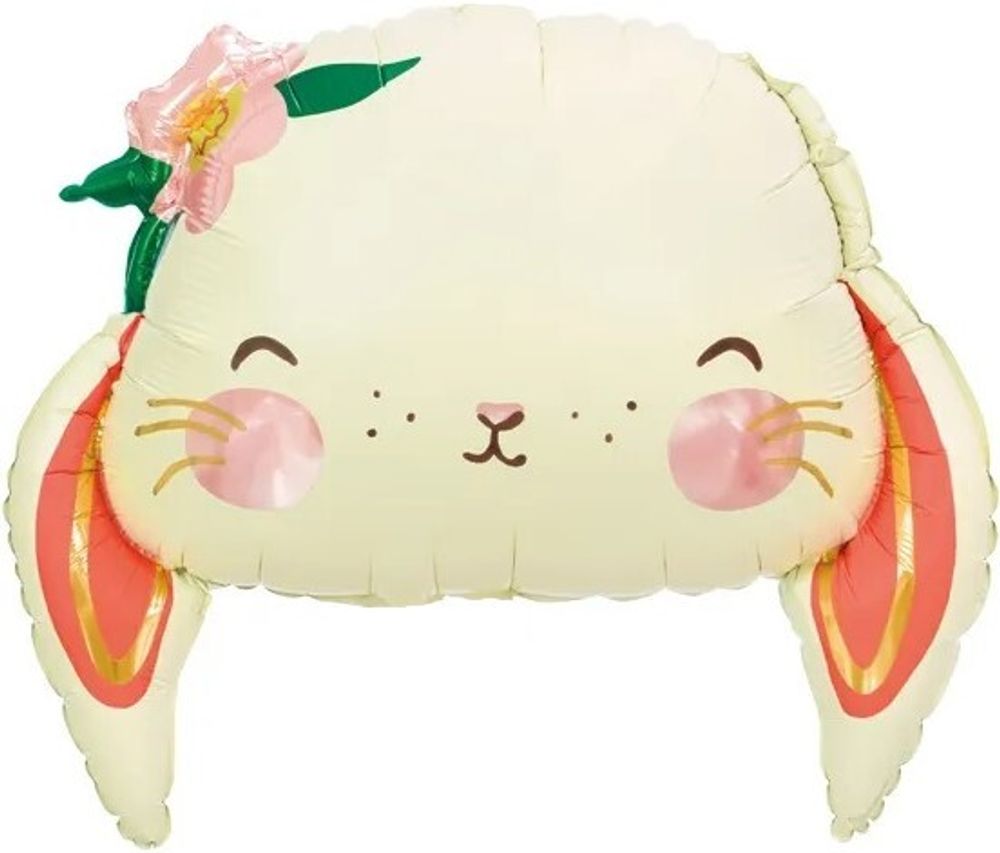 Шар (26''/66 см) Фигура, Зайка с цветком, 1 шт.